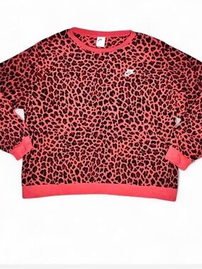 Nike Coral Pink Leopard Print Sweatshirt